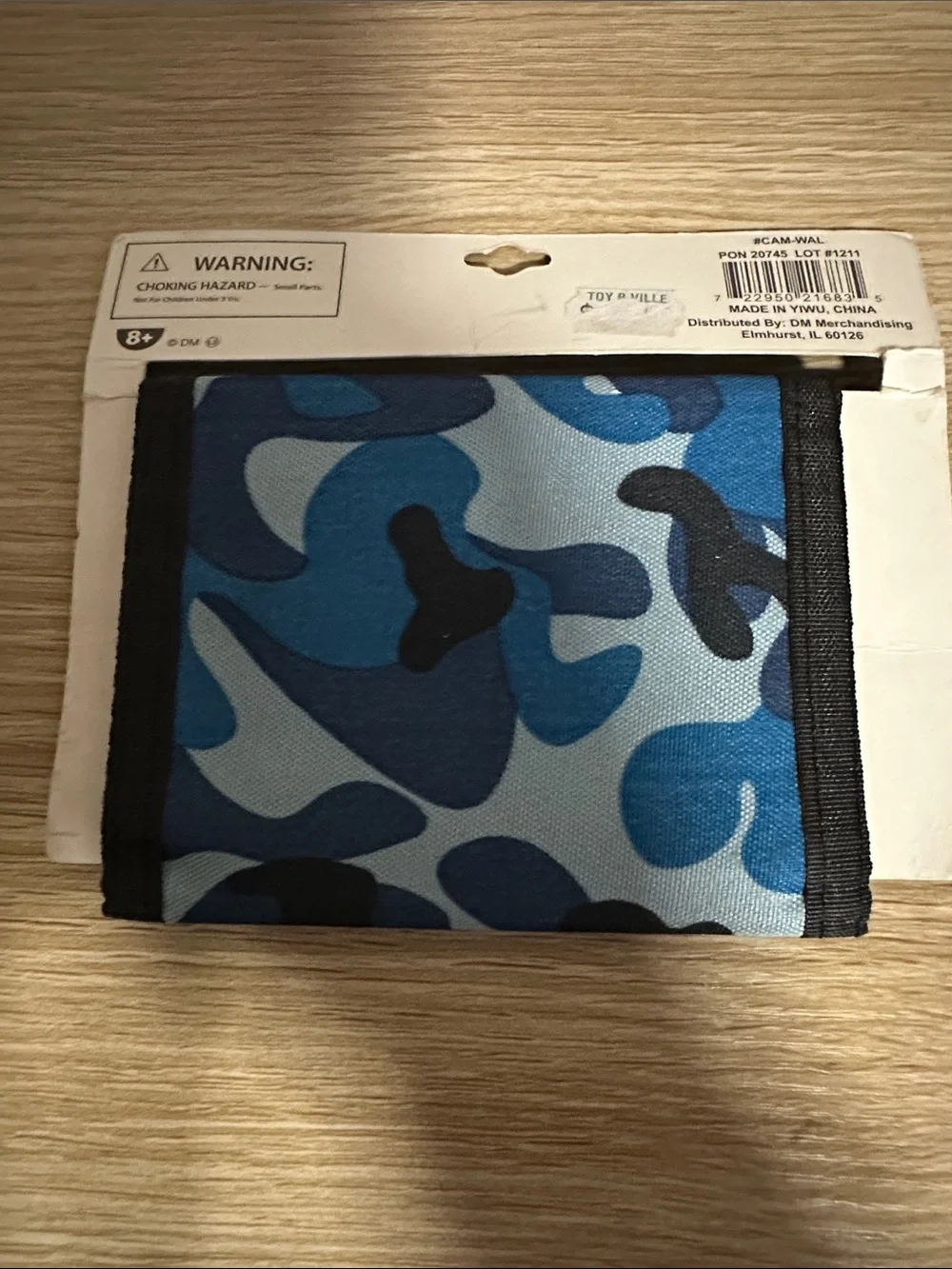 NWT Kids Blue Camouflage Trifold Wallet DM Merchandising Camo